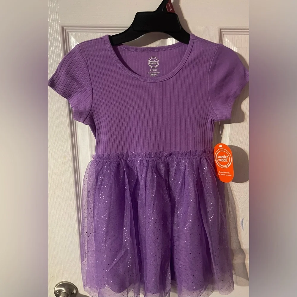 Wonder Nation Purple Tutu Dress Girls Size (6–6X)‎ Sparkle Tulle Party Dress NWT
